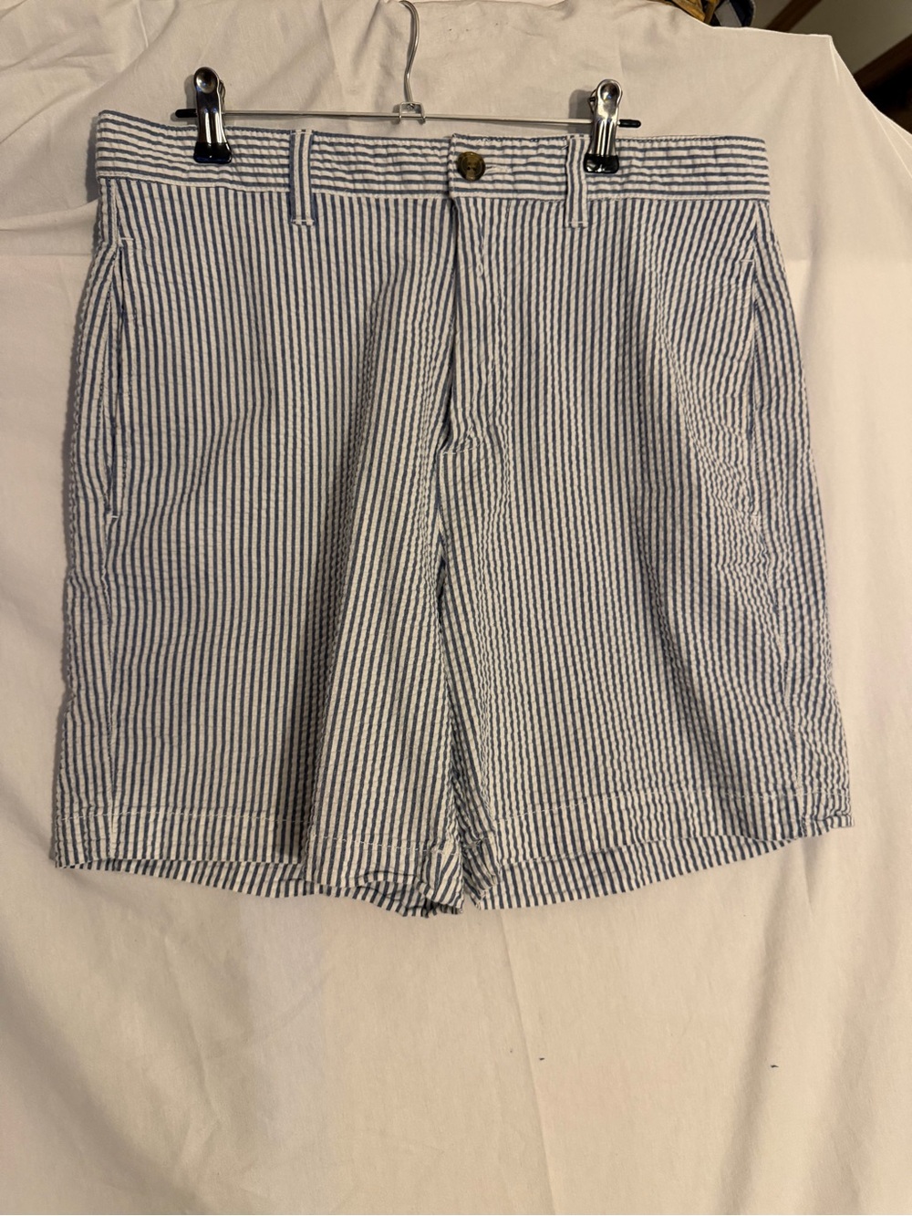 #545 Saddlebred Blue and White Striped Flat Front Men’s Shorts